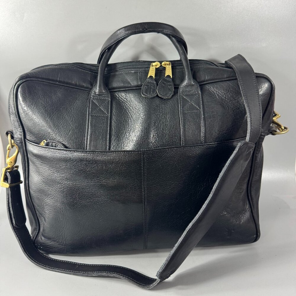 Vintage FRYE Black Leather Briefcase